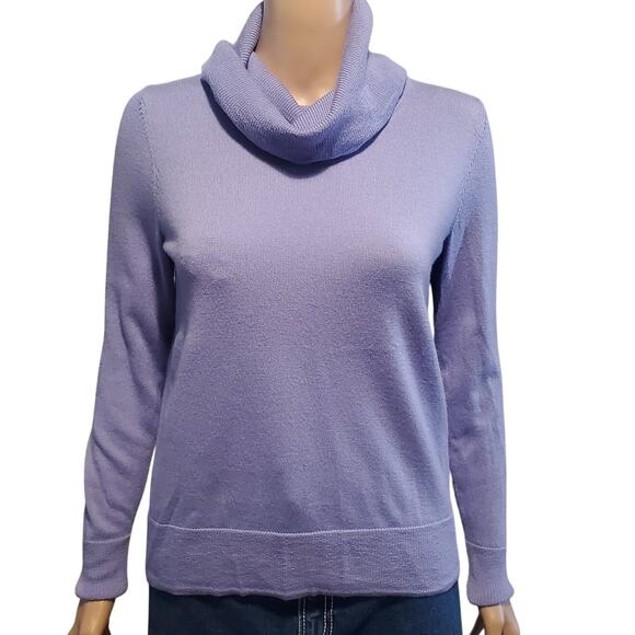 Talbots Size MP Medium Petite Light Purple 100% Merino Wool Turtleneck Sweater - Picture 1 of 9